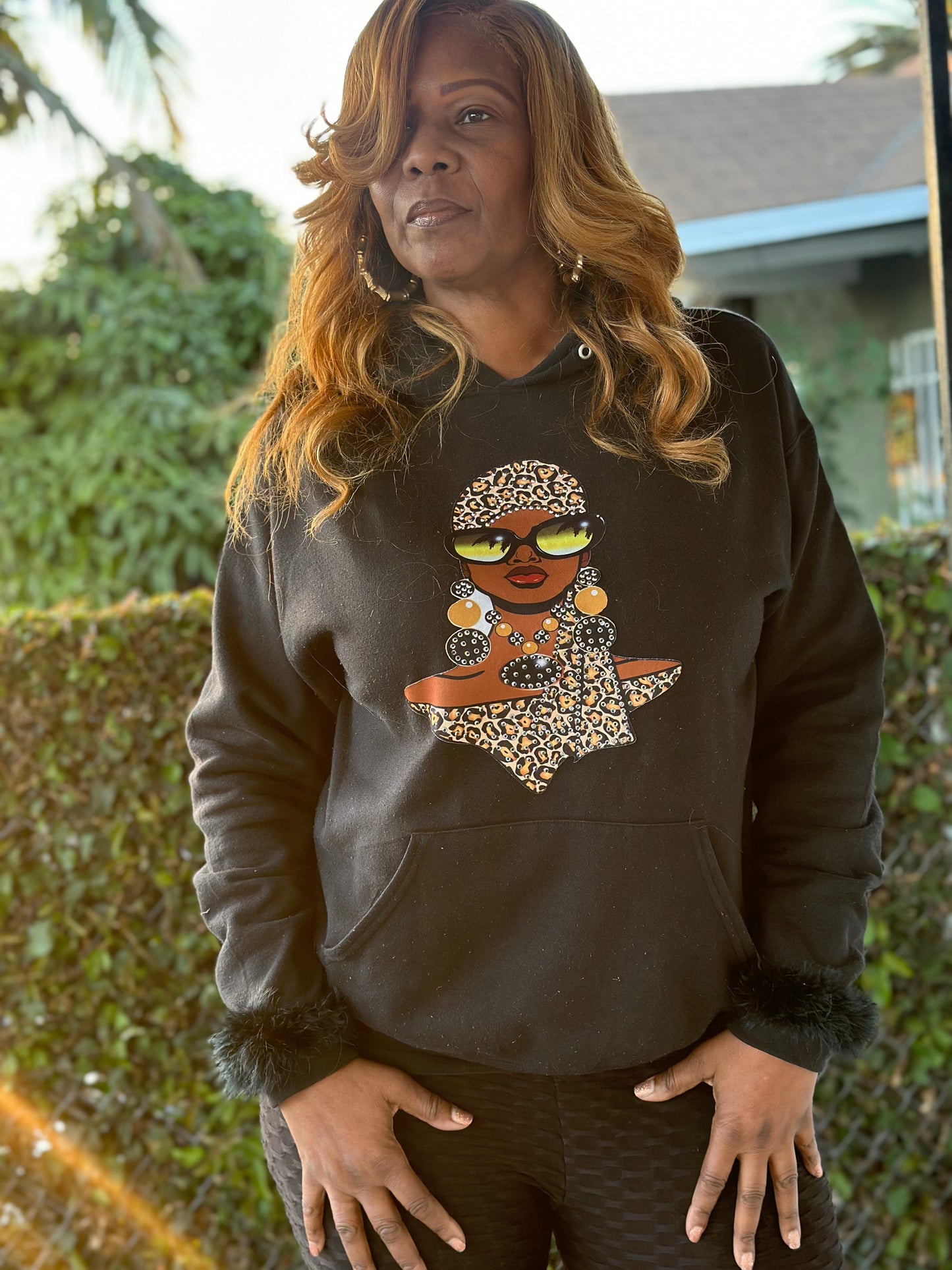 Glam Cheetah Girl Black Hoodie T Styles Online