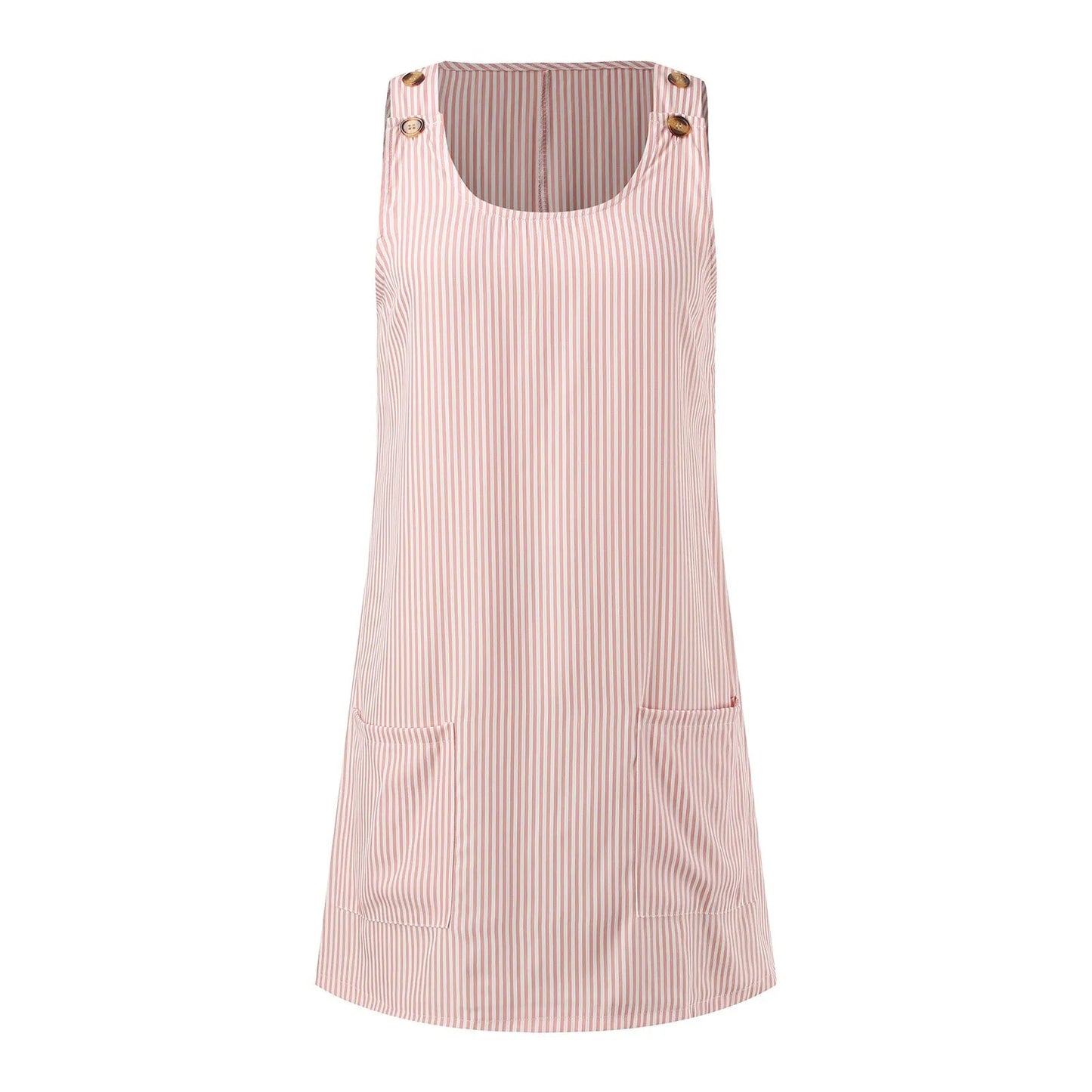 Dresses For Women Summer Casual Plus Size Women Fashion Striped Print Crew Neck Dress Casual Sleeveless Vestido Mujer Elegante T Styles Online