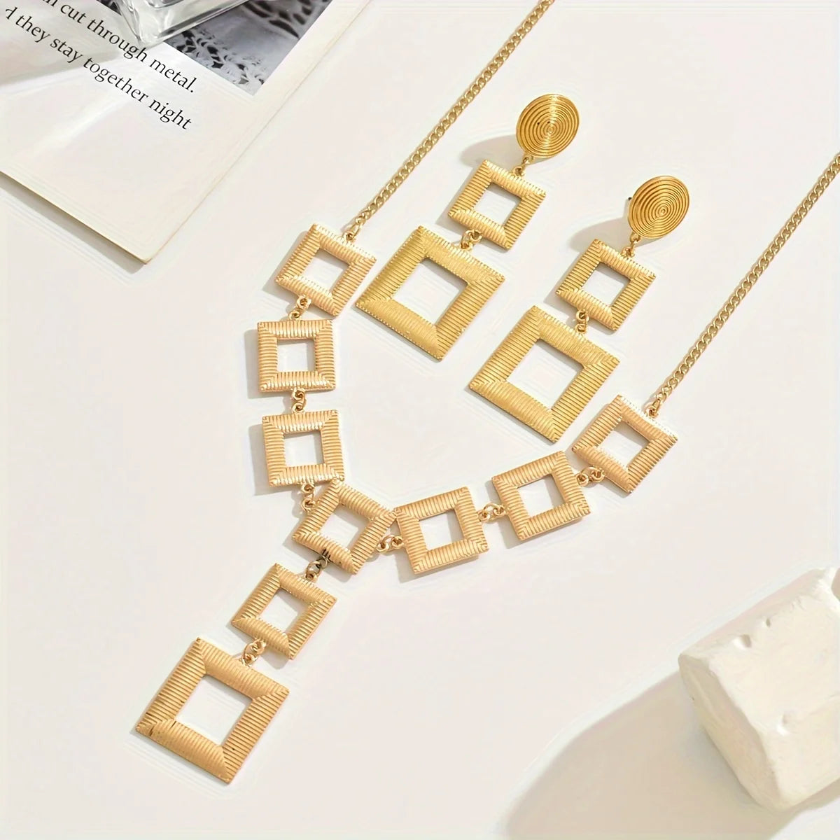 Gold Geometric Jewelry Set T Styles Online