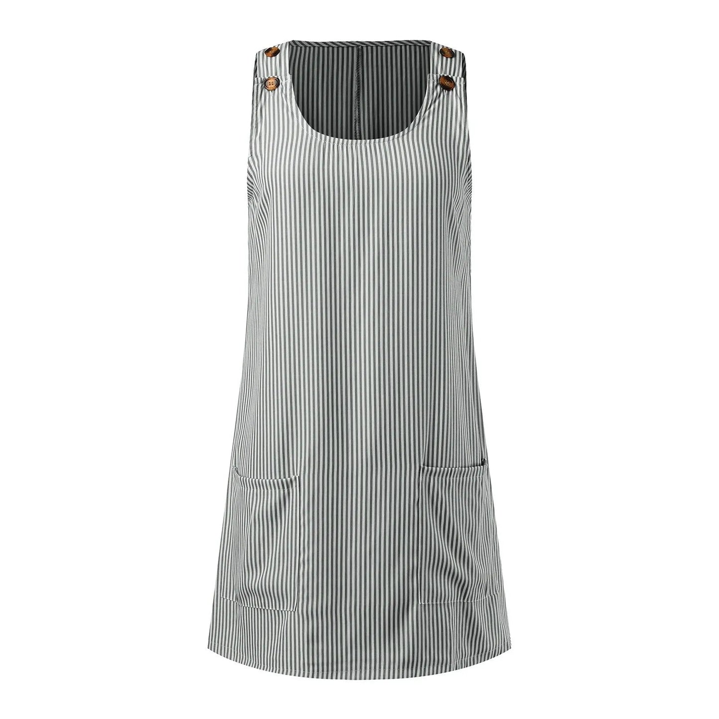 Dresses For Women Summer Casual Plus Size Women Fashion Striped Print Crew Neck Dress Casual Sleeveless Vestido Mujer Elegante T Styles Online