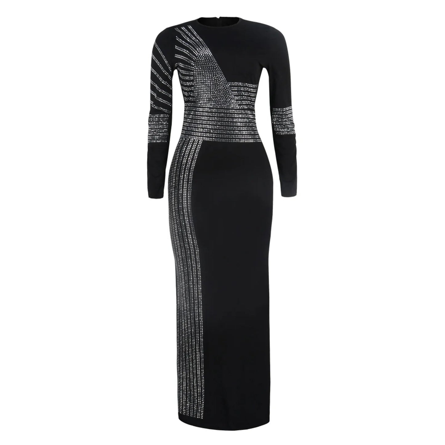 Women Evening Gowns Spring Autumn Long Sleeve Party Dress Rhinestone Glitter Floor Length Split Dress Female Sequined Maxi Dress T Styles Online