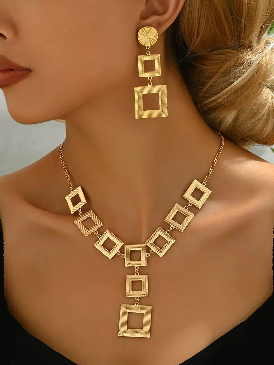 Gold Geometric Jewelry Set T Styles Online
