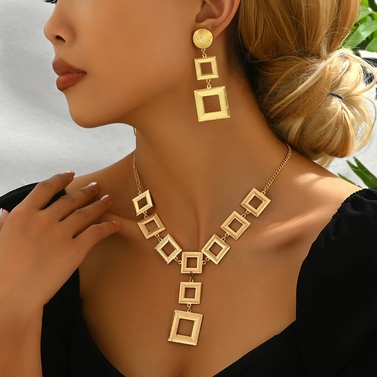 Gold Geometric Jewelry Set T Styles Online