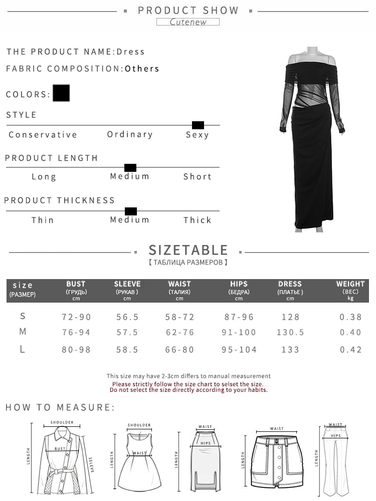 Cutenew Mesh Ruched Women Maxi Dress Sexy See Through Off Shoulder Long Sleeve Sheath Vestidos Female Midnight Party Solid Robe T Styles Online