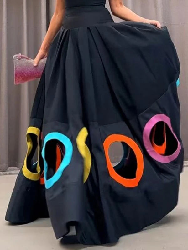 2025 Fashion Women's Stylish Dress Round Neck Sleeveless High Waist Pleated Party Dress Hollowed Floor Length Dress T Styles Online