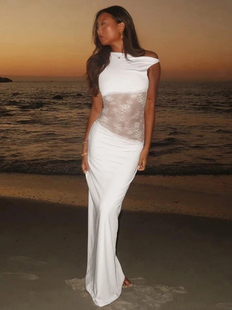 Weird Puss Backless Sexy Dress Women Jacquard Mesh Patchwork Irregular Chic Y2K Summer Midnight Party Clubwear Vacation Bodycon T Styles Online