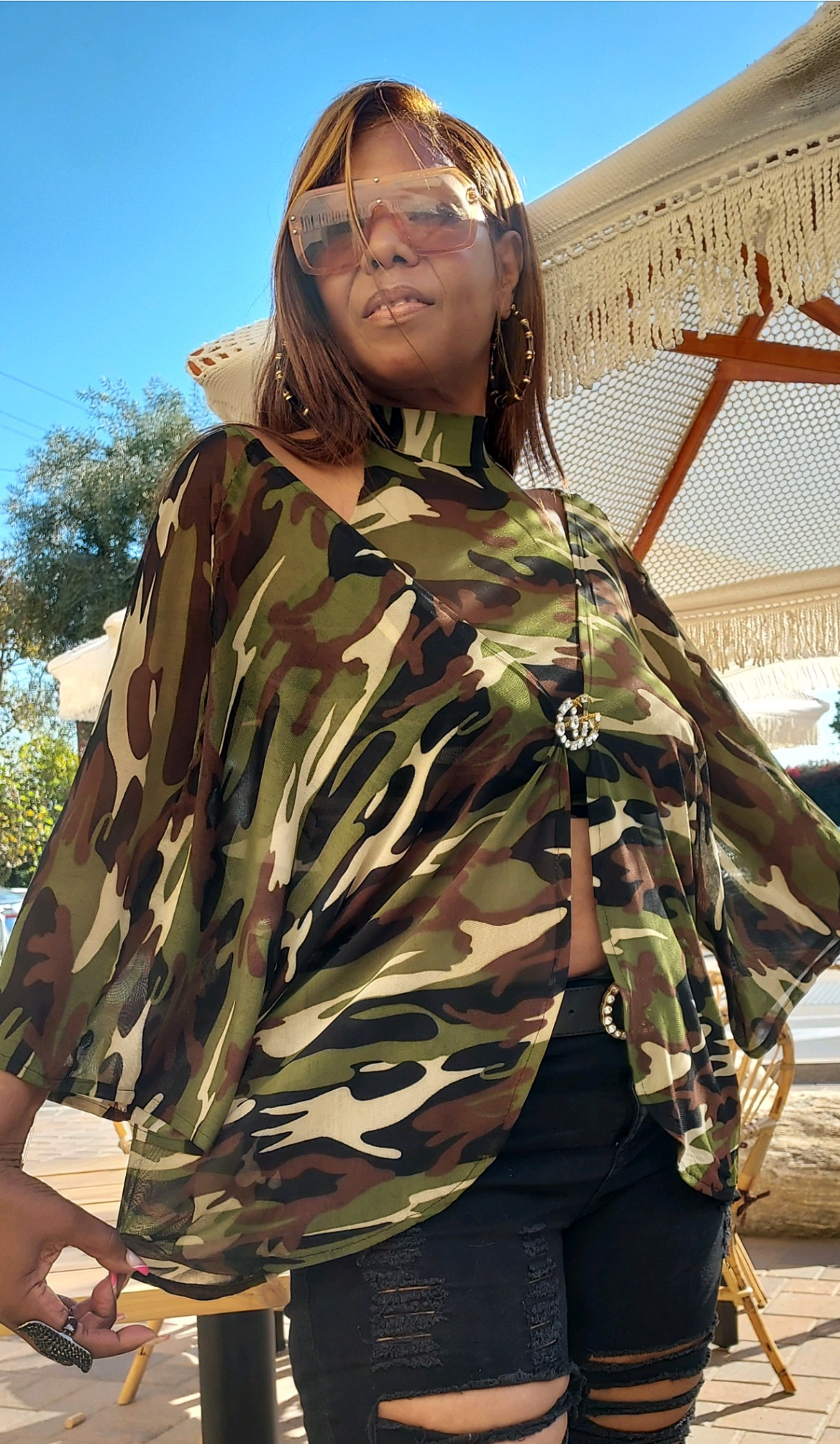 Pleasure Kimono two piece halter camouflage set T Styles Online