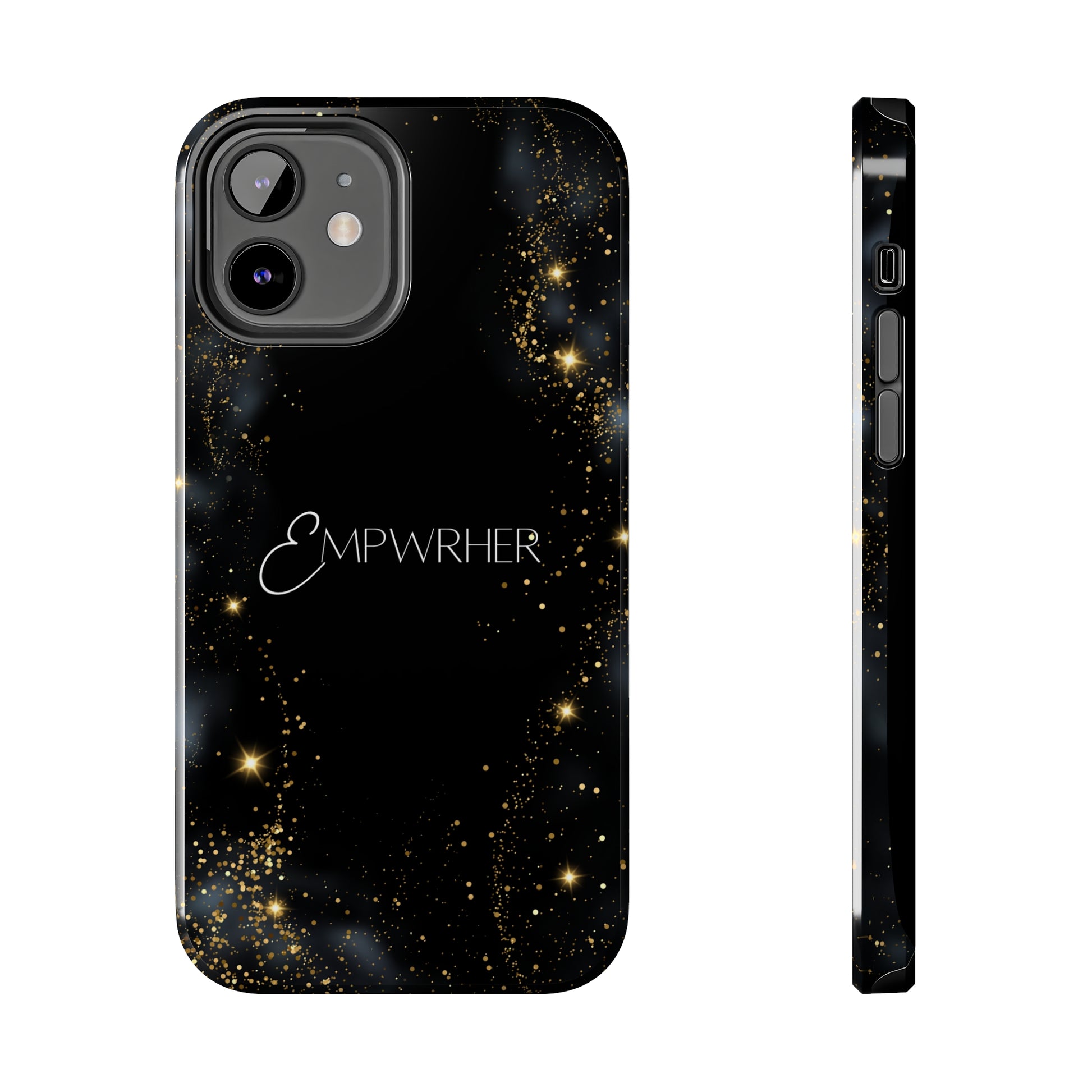 EMPWRHER Black Gold - Custom Phone Case, Impact-Resistant Polycarbonate Shell, Wireless Charging, iPhone 7, 8, X, 11, 12, 13, 14 & more. Printify