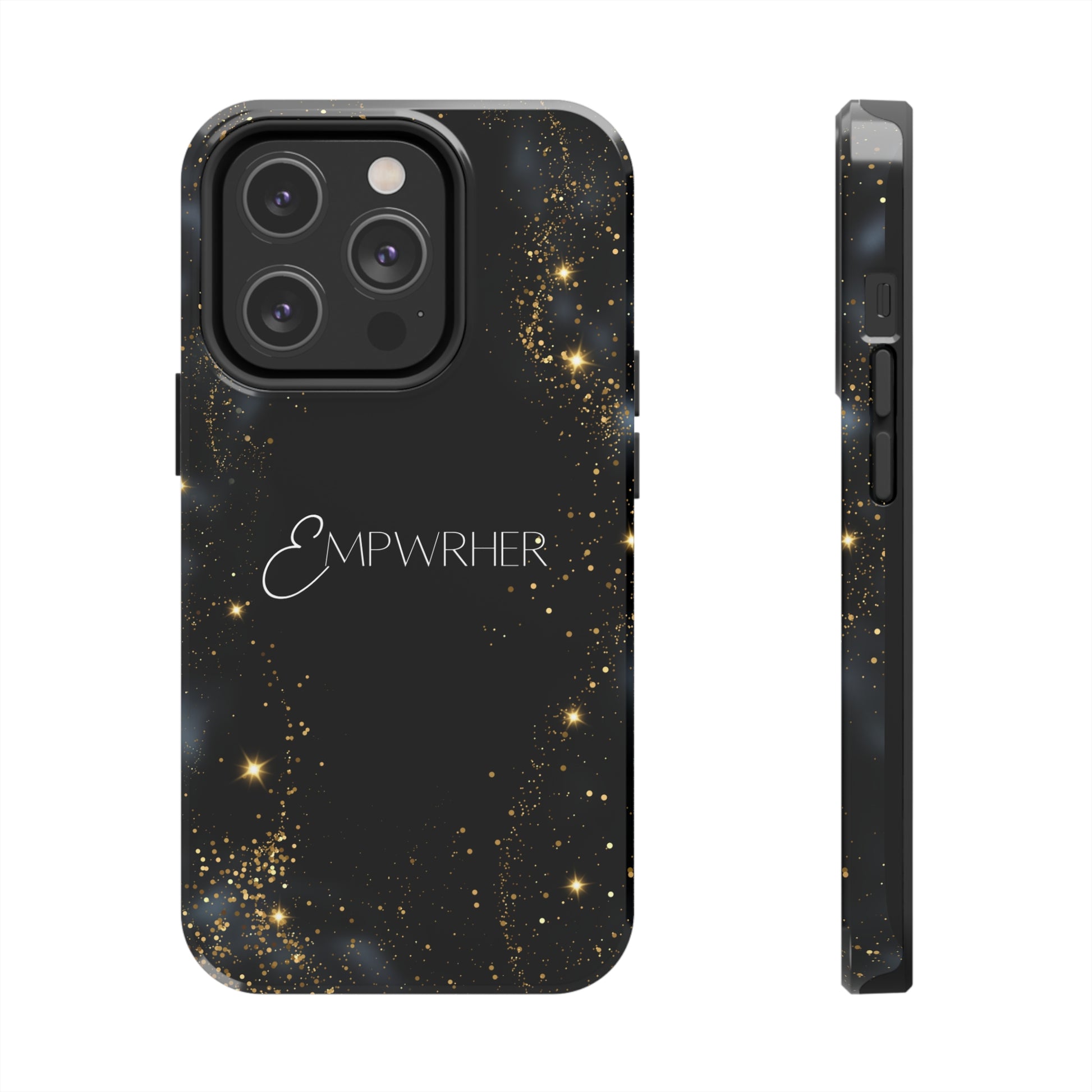 EMPWRHER Black Gold - Custom Phone Case, Impact-Resistant Polycarbonate Shell, Wireless Charging, iPhone 7, 8, X, 11, 12, 13, 14 & more. Printify