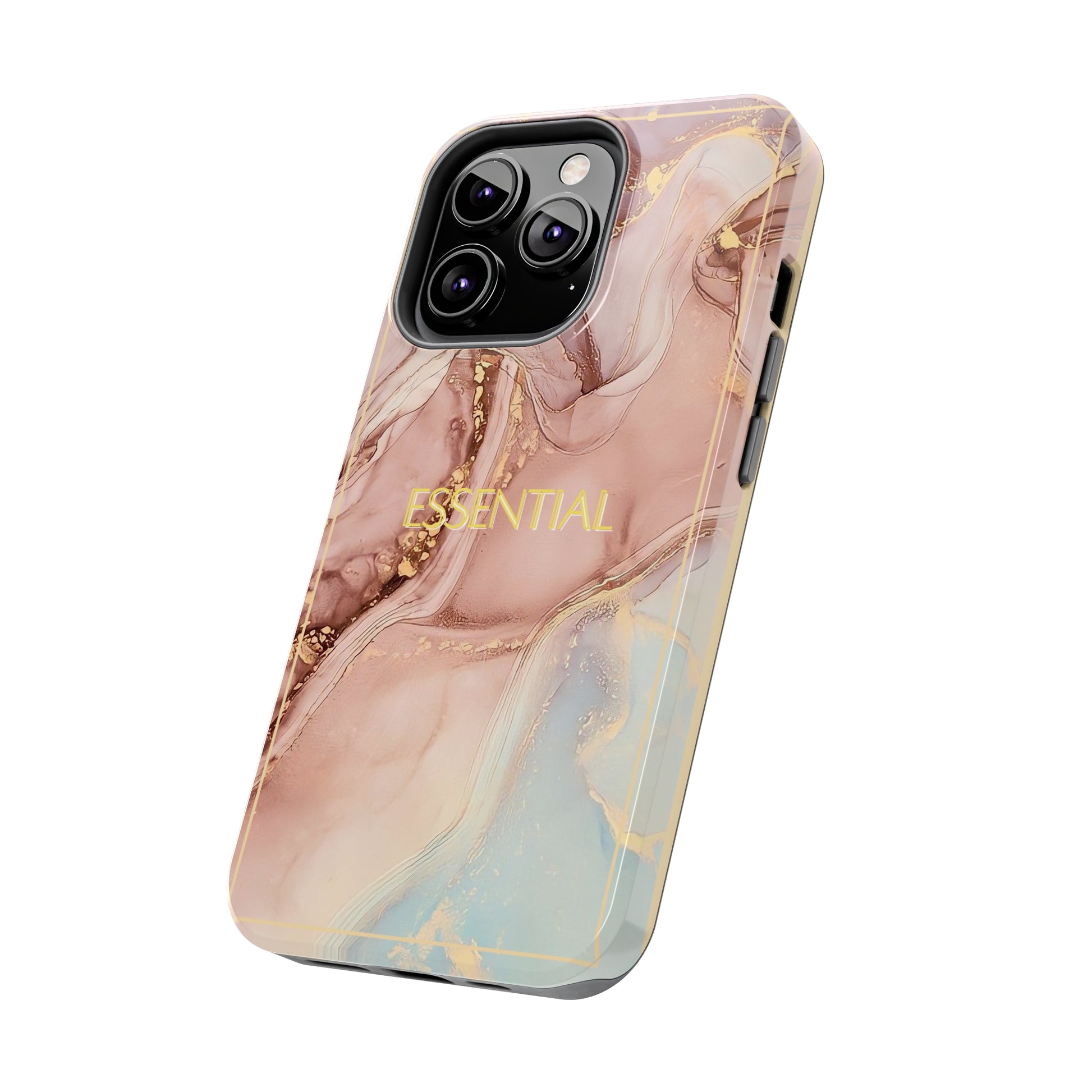 Essential -Custom Phone Case, Pink Blue Gold, Impact-Resistant Polycarbonate Shell, Wireless Charging, iPhone 7, 8, X, 11, 12, 13, 14 & more Printify