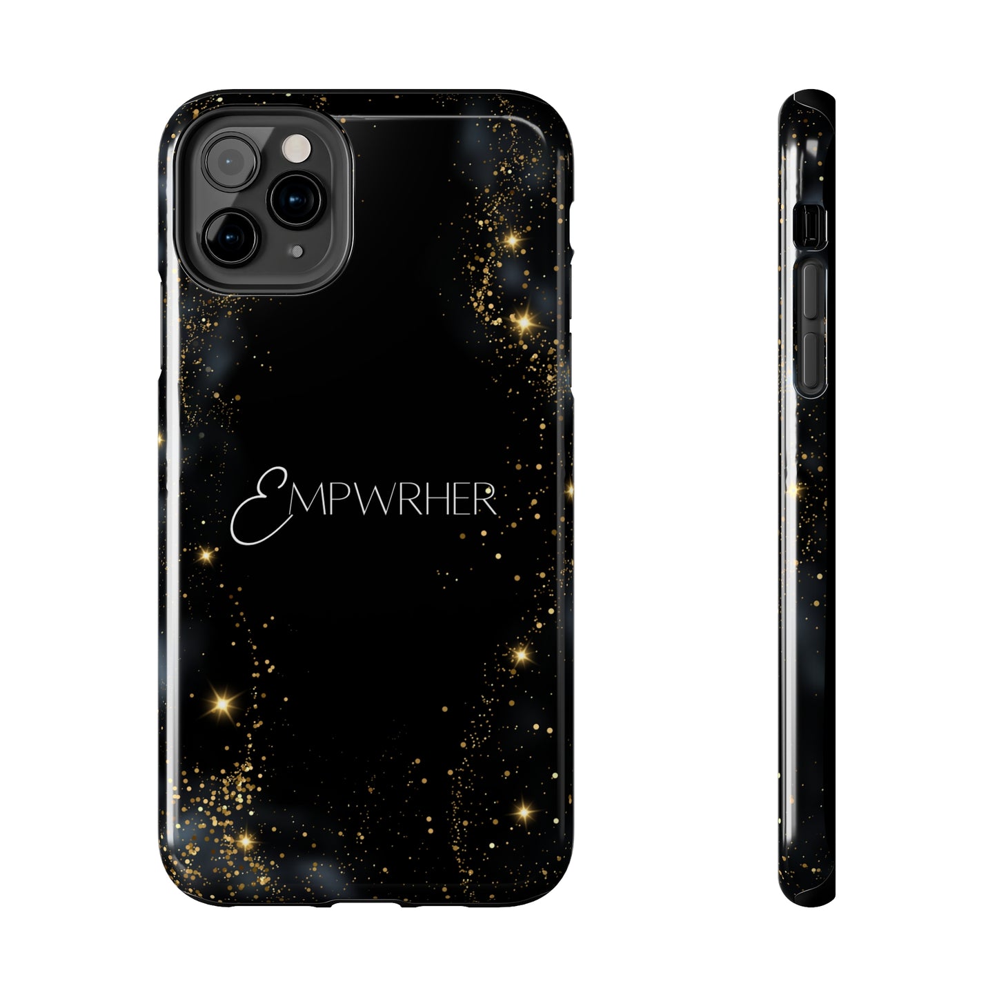 EMPWRHER Black Gold - Custom Phone Case, Impact-Resistant Polycarbonate Shell, Wireless Charging, iPhone 7, 8, X, 11, 12, 13, 14 & more. Printify