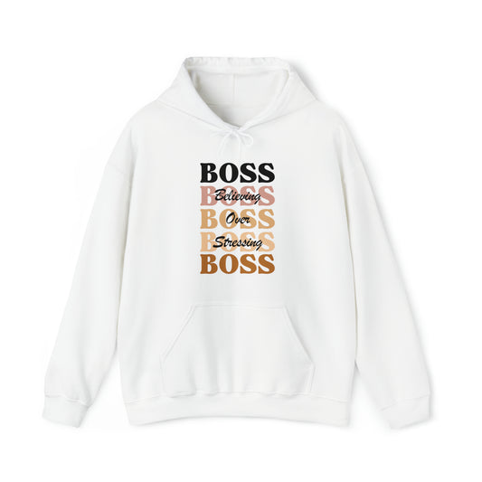 BOSS - Believing Over Stressing - Unisex Style Heavy Blend™ Women's Hooded Sweatshirt - Empowered, Inspirational, Faith Based Hoodies Printify