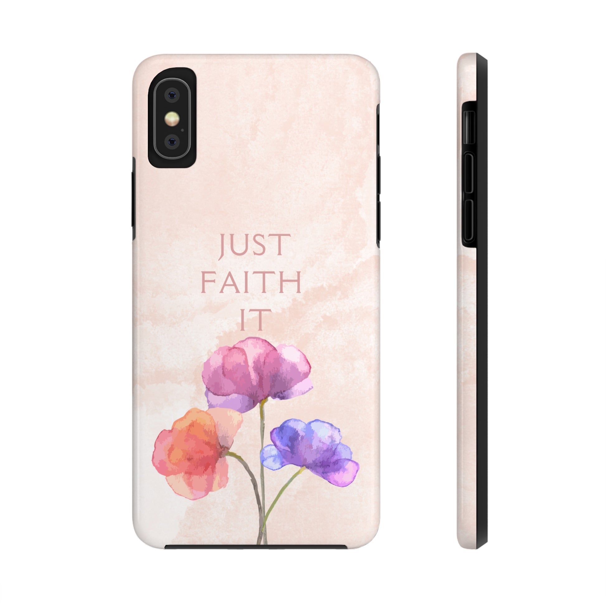 Just Faith It  - Pink - Custom Phone Case, Impact-Resistant Polycarbonate Shell, Wireless Charging, iPhone 7, 8, X, 11, 12, 13, 14 & more. Printify