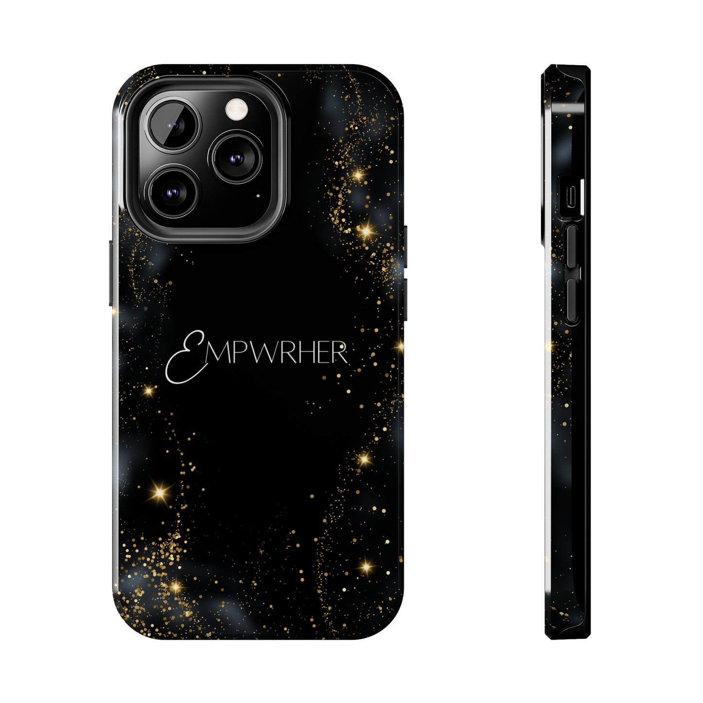 EMPWRHER Black Gold - Custom Phone Case, Impact-Resistant Polycarbonate Shell, Wireless Charging, iPhone 7, 8, X, 11, 12, 13, 14 & more. Printify