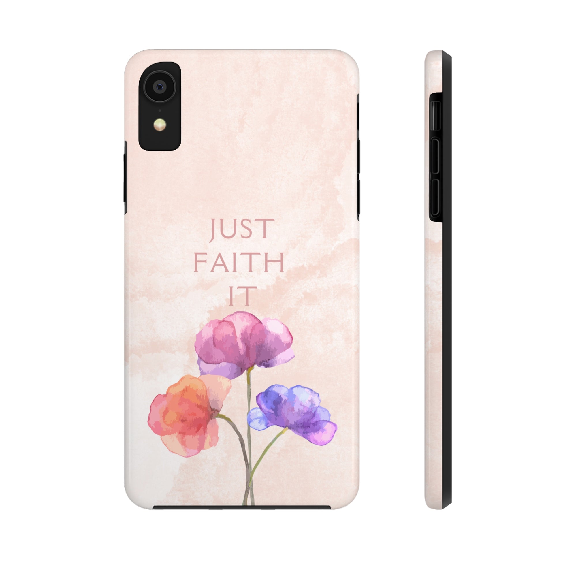 Just Faith It  - Pink - Custom Phone Case, Impact-Resistant Polycarbonate Shell, Wireless Charging, iPhone 7, 8, X, 11, 12, 13, 14 & more. Printify