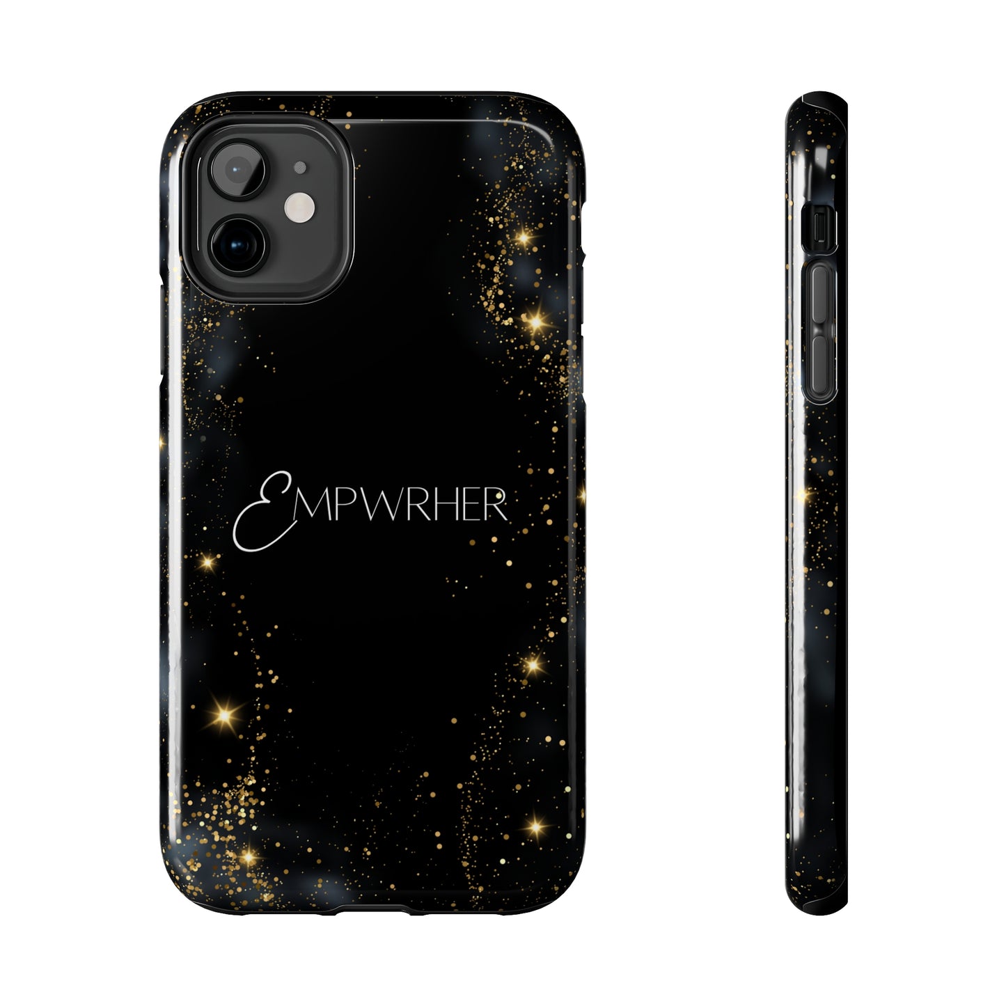 EMPWRHER Black Gold - Custom Phone Case, Impact-Resistant Polycarbonate Shell, Wireless Charging, iPhone 7, 8, X, 11, 12, 13, 14 & more. Printify