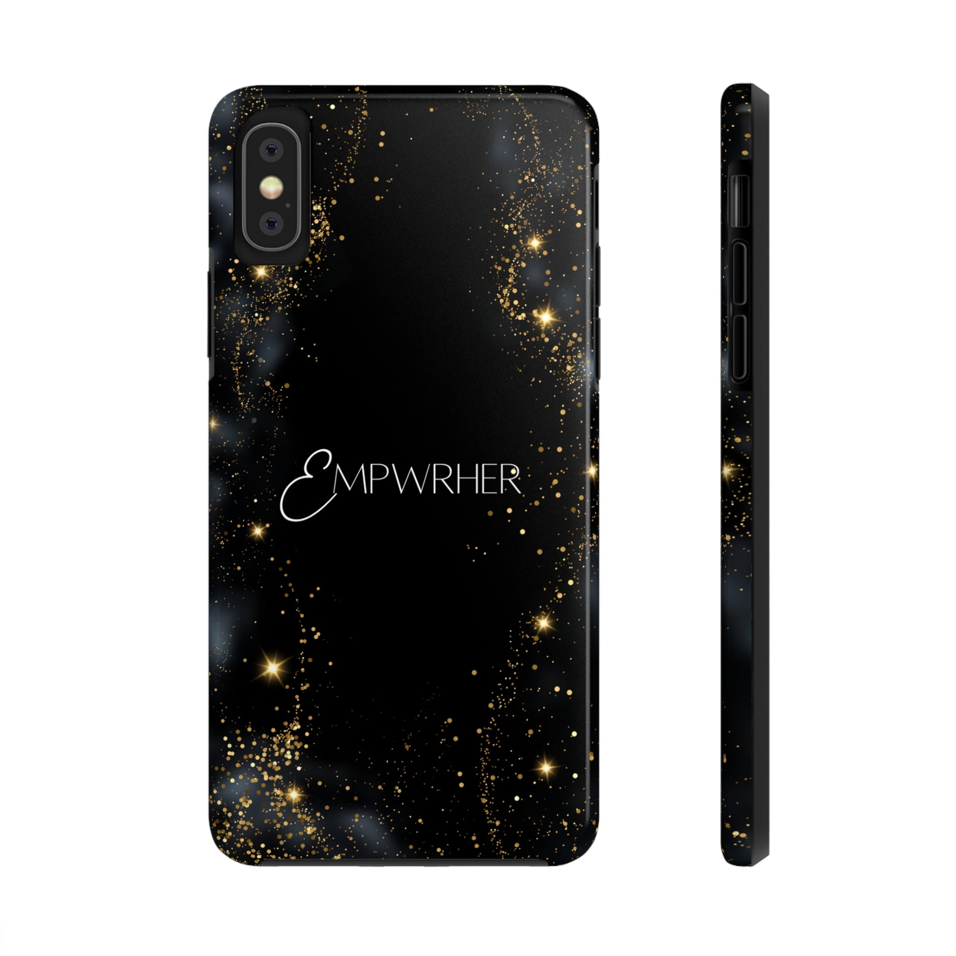 EMPWRHER Black Gold - Custom Phone Case, Impact-Resistant Polycarbonate Shell, Wireless Charging, iPhone 7, 8, X, 11, 12, 13, 14 & more. Printify