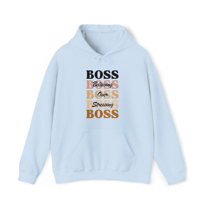 BOSS - Believing Over Stressing - Unisex Style Heavy Blend™ Women's Hooded Sweatshirt - Empowered, Inspirational, Faith Based Hoodies Printify