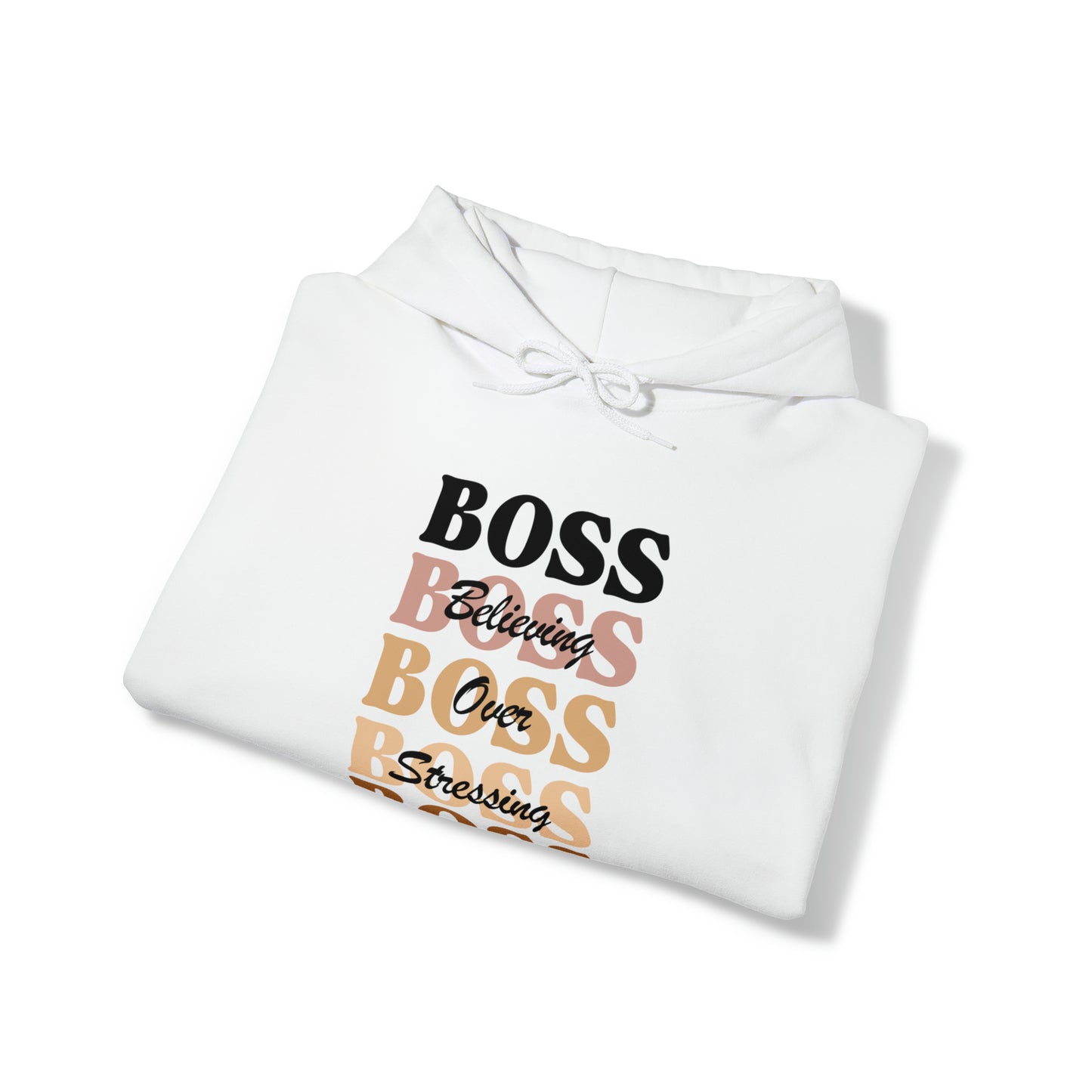 BOSS - Believing Over Stressing - Unisex Style Heavy Blend™ Women's Hooded Sweatshirt - Empowered, Inspirational, Faith Based Hoodies Printify