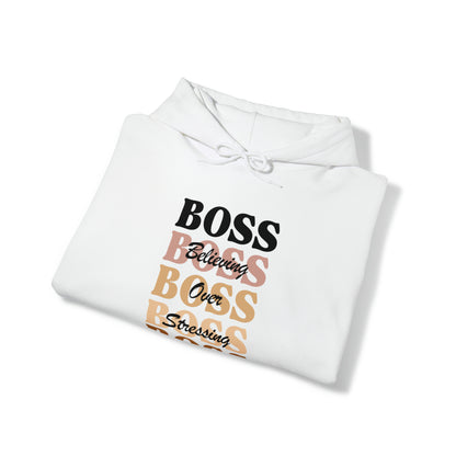 BOSS - Believing Over Stressing - Unisex Style Heavy Blend™ Women's Hooded Sweatshirt - Empowered, Inspirational, Faith Based Hoodies Printify
