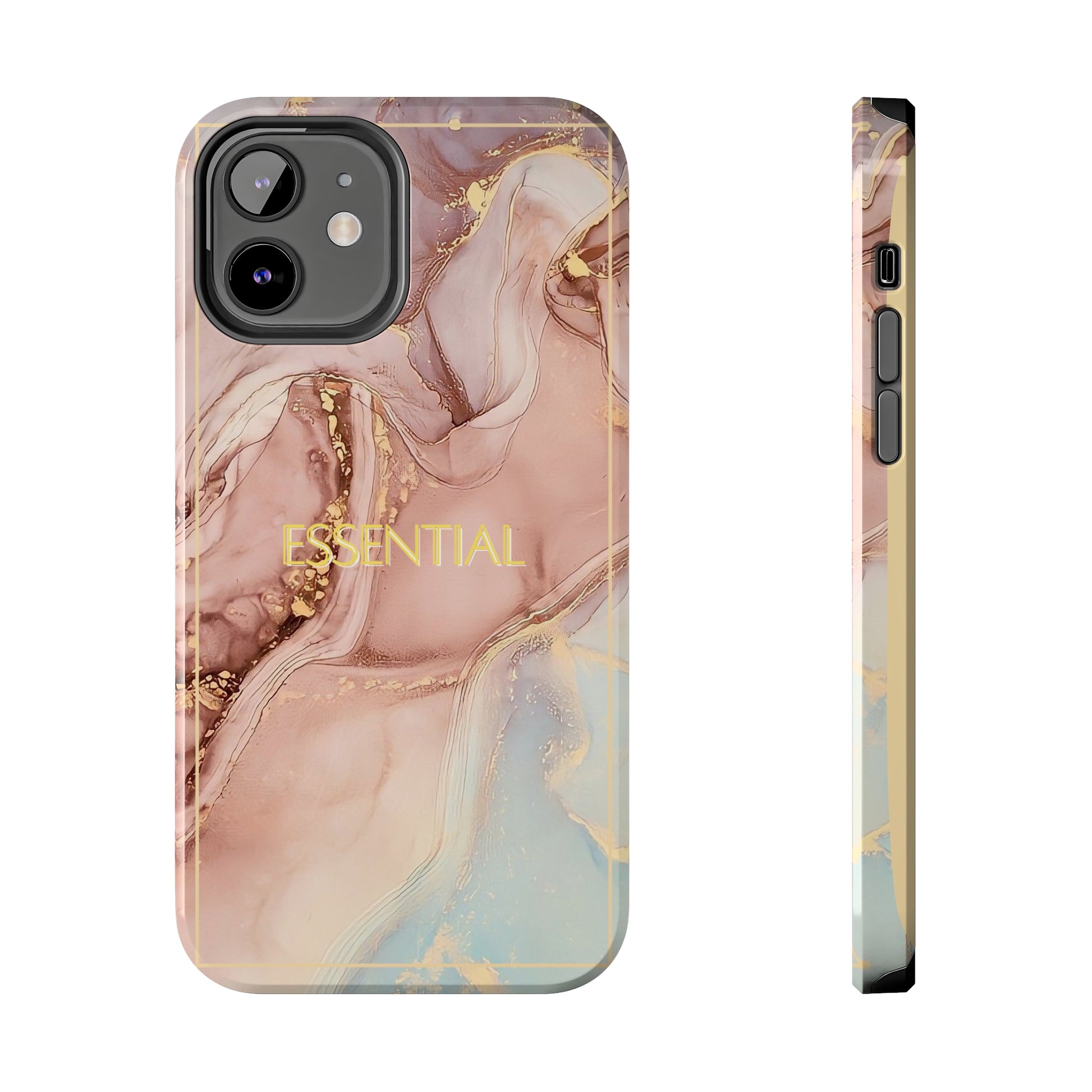 Essential -Custom Phone Case, Pink Blue Gold, Impact-Resistant Polycarbonate Shell, Wireless Charging, iPhone 7, 8, X, 11, 12, 13, 14 & more Printify