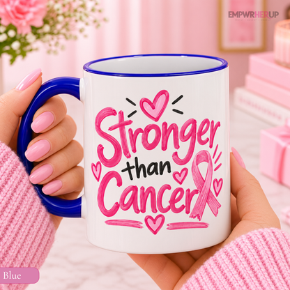 Breast Cancer Awareness Mug, Stronger Than Cancer Coffee Mug, Pink Ribbon Mug, Cancer Survivor Gift, Chemo Care Gift for Women Printify