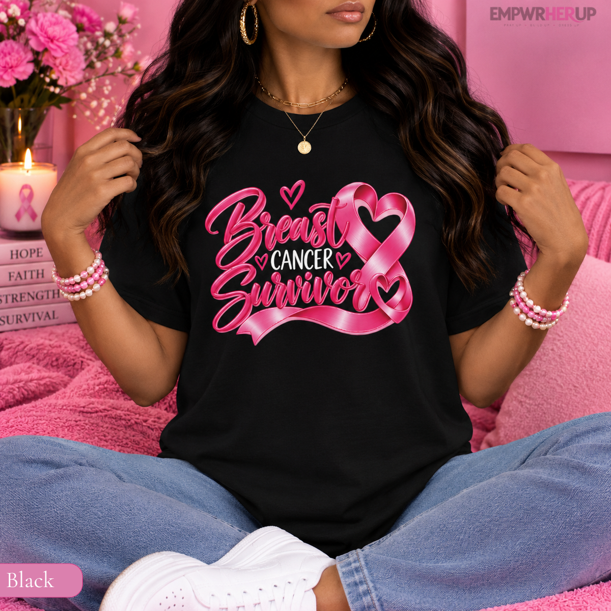 Breast Cancer Survivor Shirt, Pink Ribbon Heart T-Shirt, Cancer Free Gift, Remission Celebration Tee, Survivor Team Matching Shirts Printify