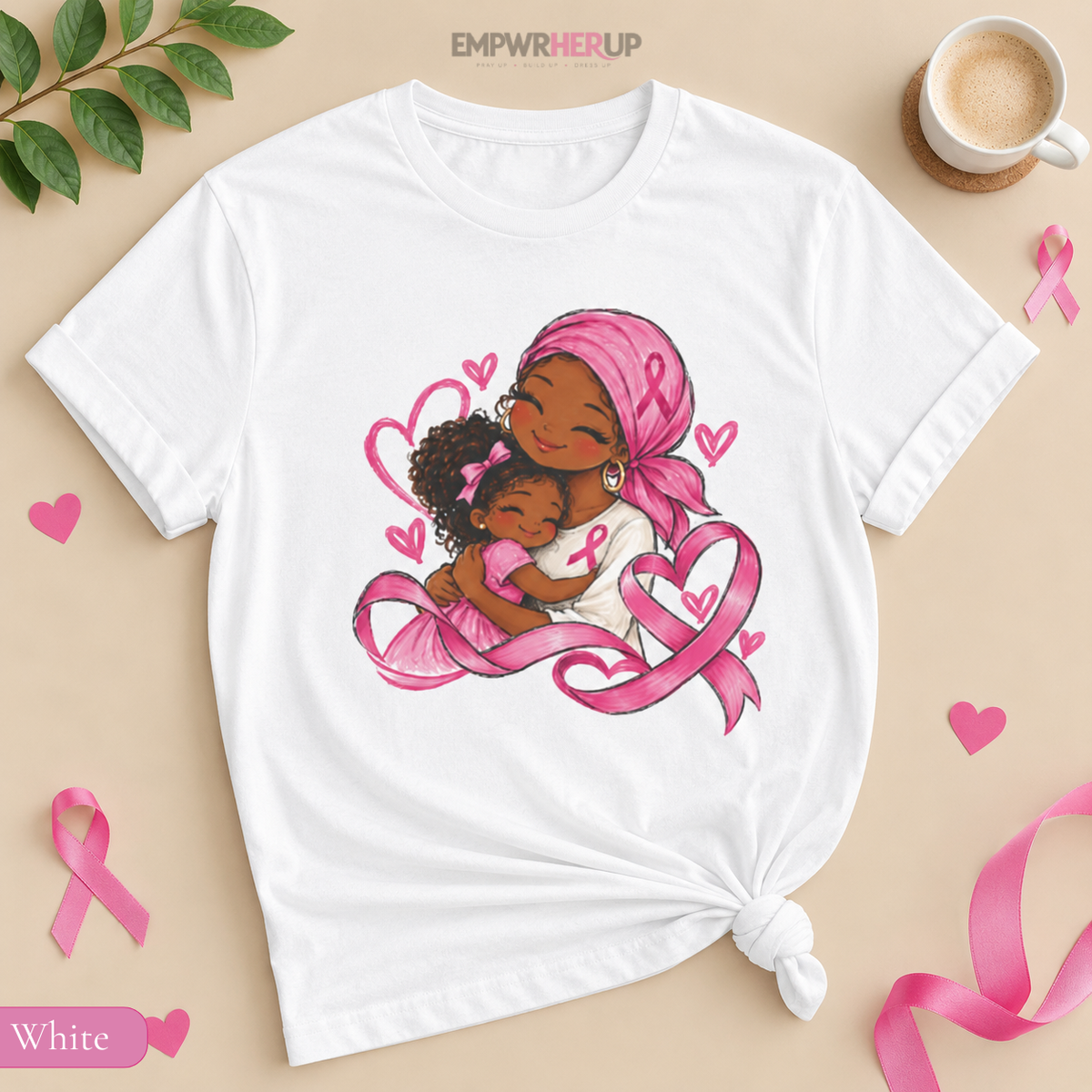 Breast Cancer Mom and Daughter Shirt, Pink Ribbon Awareness Tee, Mother Daughter Hug T-Shirt, Cancer Survivor Mom Gift, Breast Cancer Month Printify