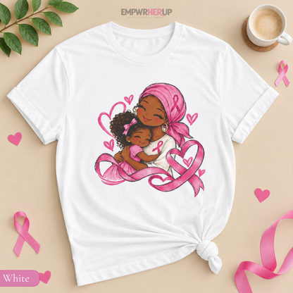 Breast Cancer Mom and Daughter Shirt, Pink Ribbon Awareness Tee, Mother Daughter Hug T-Shirt, Cancer Survivor Mom Gift, Breast Cancer Month Printify