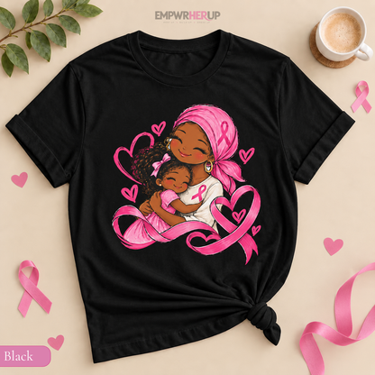 Breast Cancer Mom and Daughter Shirt, Pink Ribbon Awareness Tee, Mother Daughter Hug T-Shirt, Cancer Survivor Mom Gift, Breast Cancer Month Printify