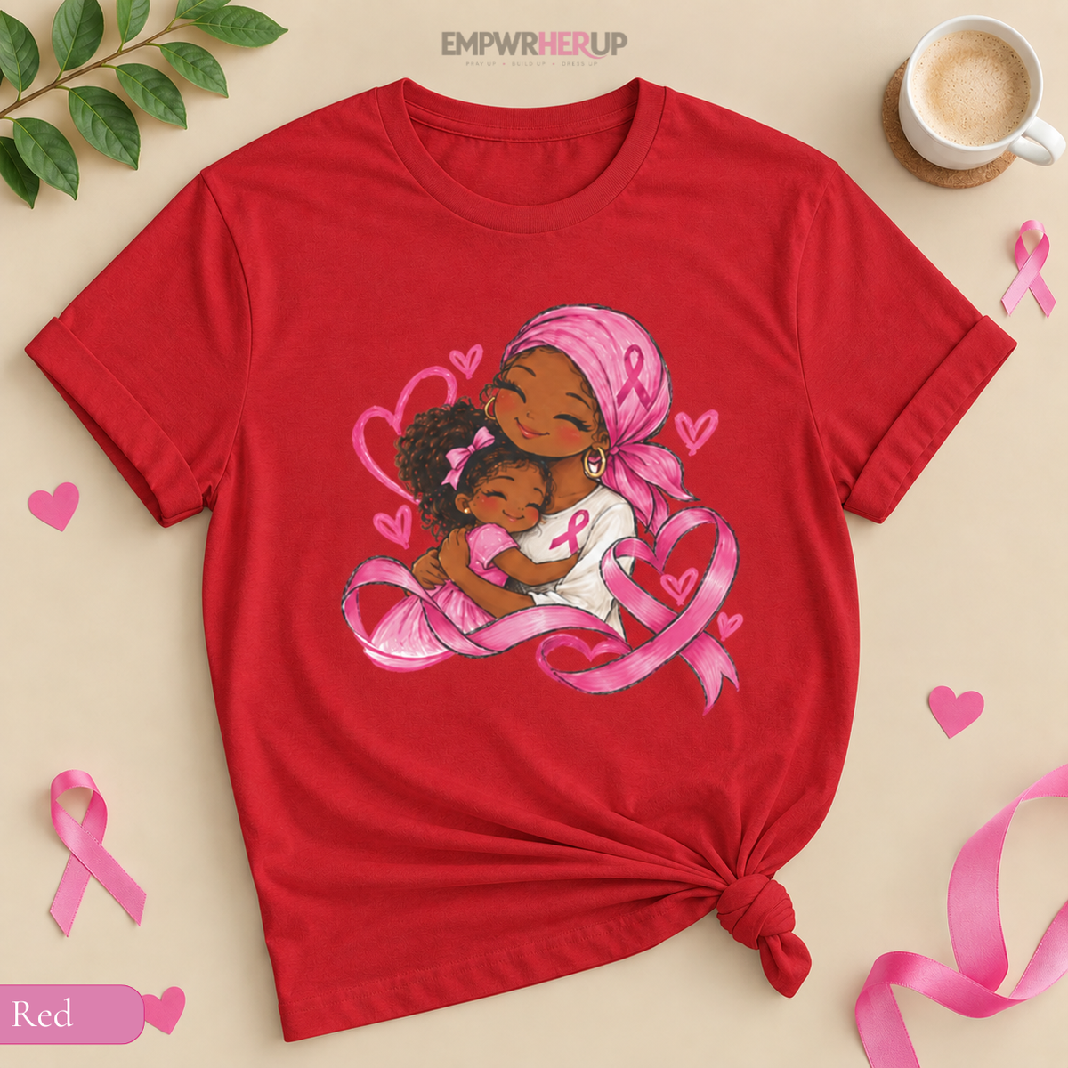 Breast Cancer Mom and Daughter Shirt, Pink Ribbon Awareness Tee, Mother Daughter Hug T-Shirt, Cancer Survivor Mom Gift, Breast Cancer Month Printify