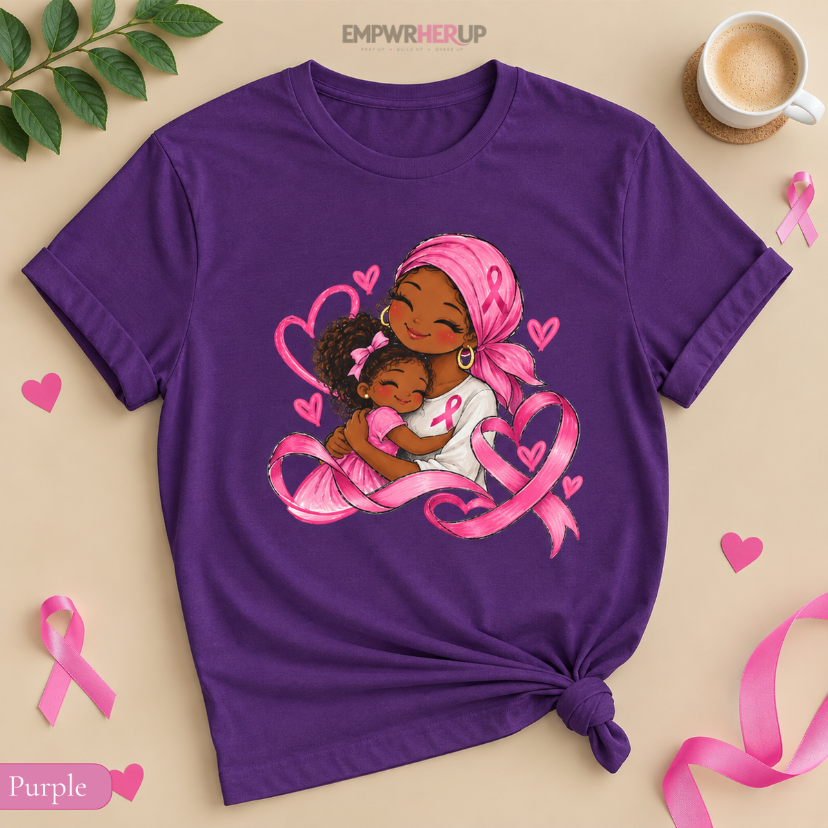 Breast Cancer Mom and Daughter Shirt, Pink Ribbon Awareness Tee, Mother Daughter Hug T-Shirt, Cancer Survivor Mom Gift, Breast Cancer Month Printify