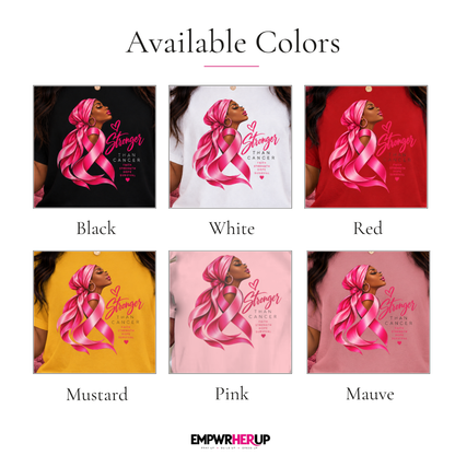 Stronger Than Cancer Shirt, Breast Cancer Awareness T-Shirt, Pink Ribbon Tee, Cancer Survivor Gift, Faith Hope Warrior Shirt for Women Printify