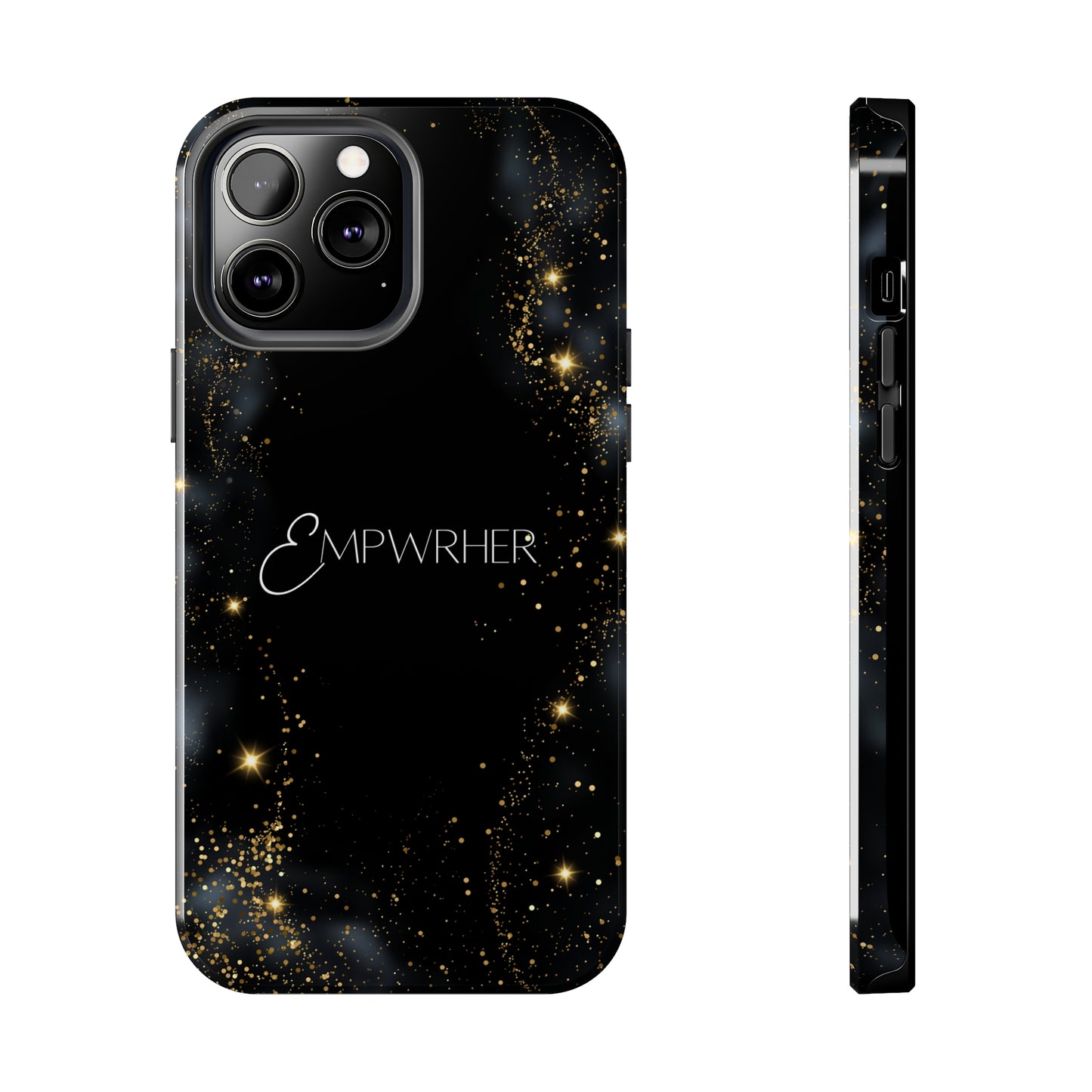 EMPWRHER Black Gold - Custom Phone Case, Impact-Resistant Polycarbonate Shell, Wireless Charging, iPhone 7, 8, X, 11, 12, 13, 14 & more. Printify