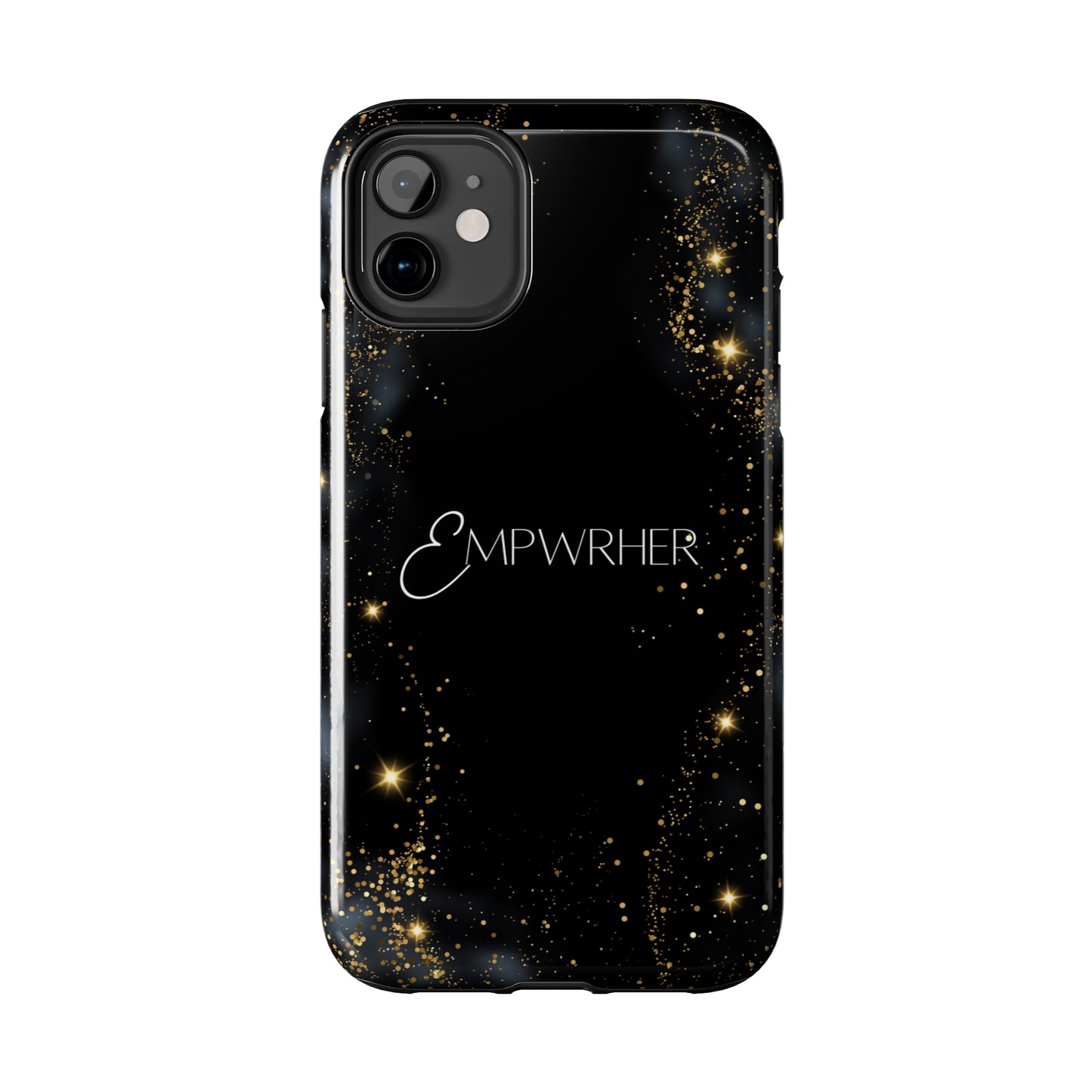 EMPWRHER Black Gold - Custom Phone Case, Impact-Resistant Polycarbonate Shell, Wireless Charging, iPhone 7, 8, X, 11, 12, 13, 14 & more. Printify