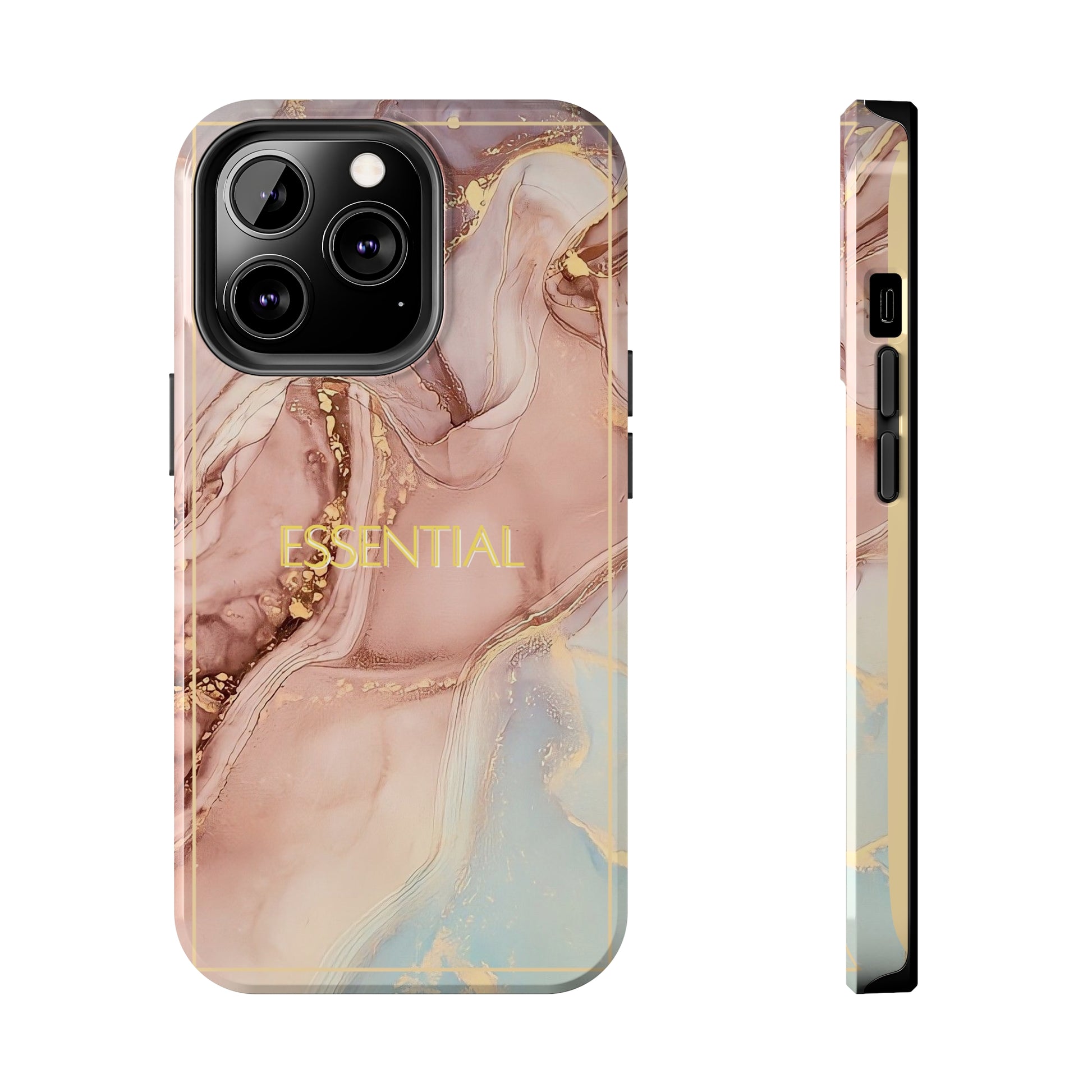 Essential -Custom Phone Case, Pink Blue Gold, Impact-Resistant Polycarbonate Shell, Wireless Charging, iPhone 7, 8, X, 11, 12, 13, 14 & more Printify