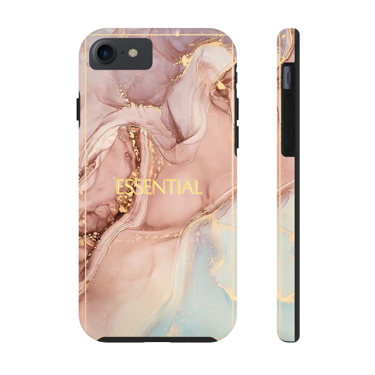 Essential -Custom Phone Case, Pink Blue Gold, Impact-Resistant Polycarbonate Shell, Wireless Charging, iPhone 7, 8, X, 11, 12, 13, 14 & more Printify