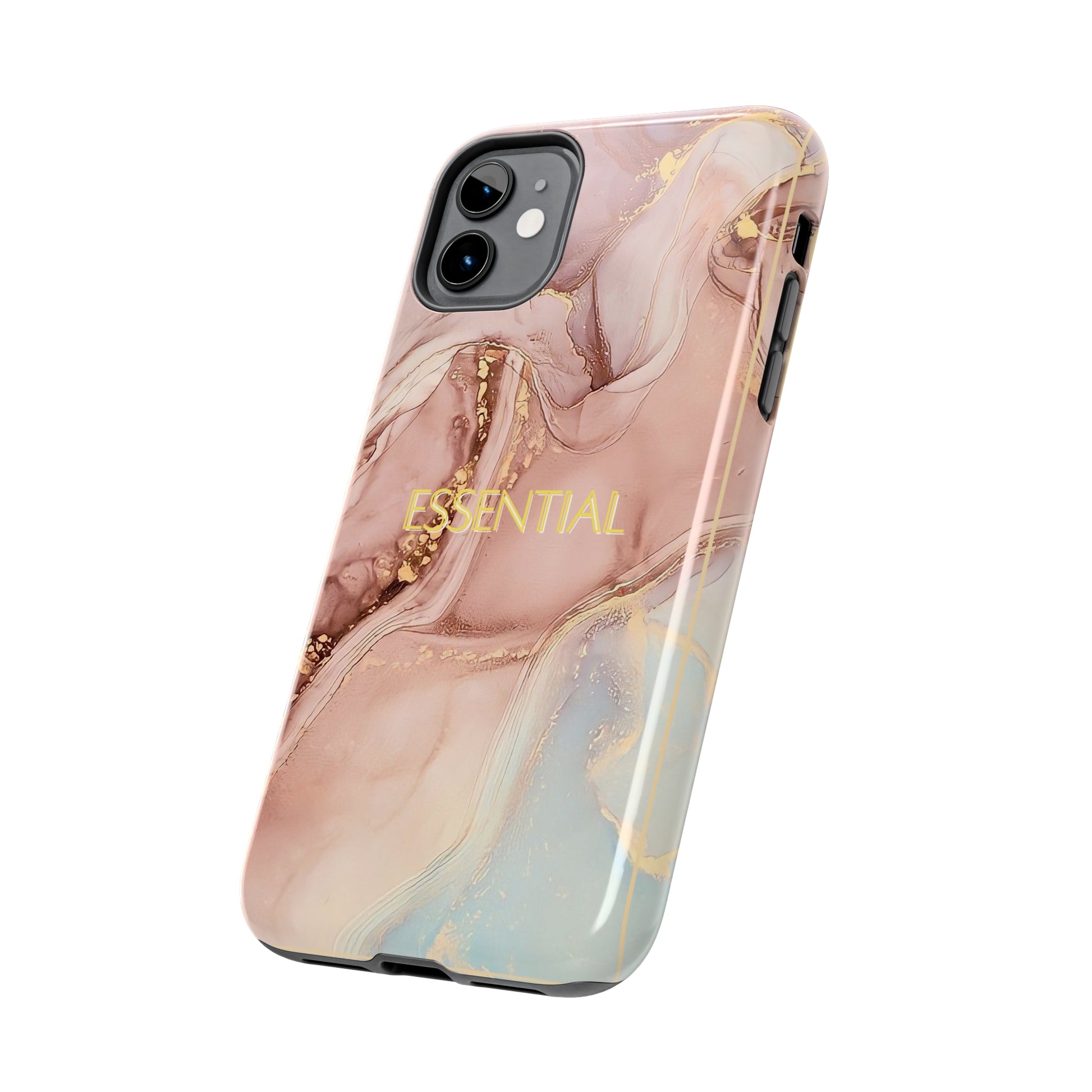 Essential -Custom Phone Case, Pink Blue Gold, Impact-Resistant Polycarbonate Shell, Wireless Charging, iPhone 7, 8, X, 11, 12, 13, 14 & more Printify