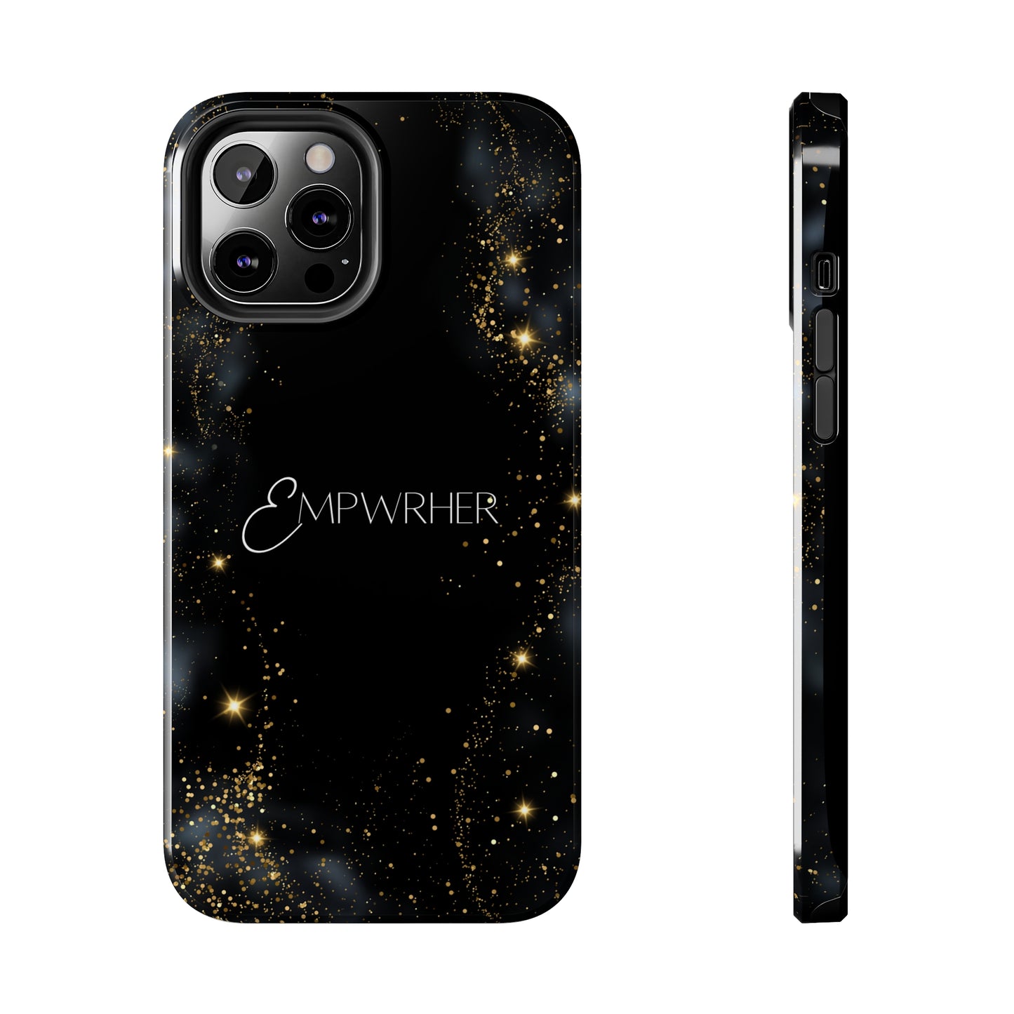 EMPWRHER Black Gold - Custom Phone Case, Impact-Resistant Polycarbonate Shell, Wireless Charging, iPhone 7, 8, X, 11, 12, 13, 14 & more. Printify