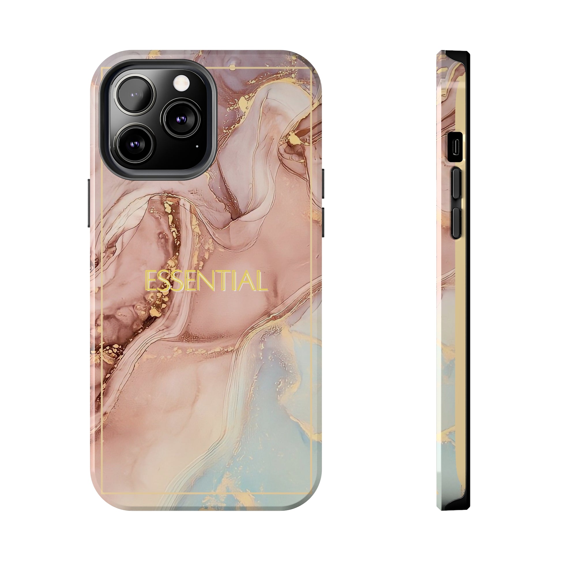 Essential -Custom Phone Case, Pink Blue Gold, Impact-Resistant Polycarbonate Shell, Wireless Charging, iPhone 7, 8, X, 11, 12, 13, 14 & more Printify