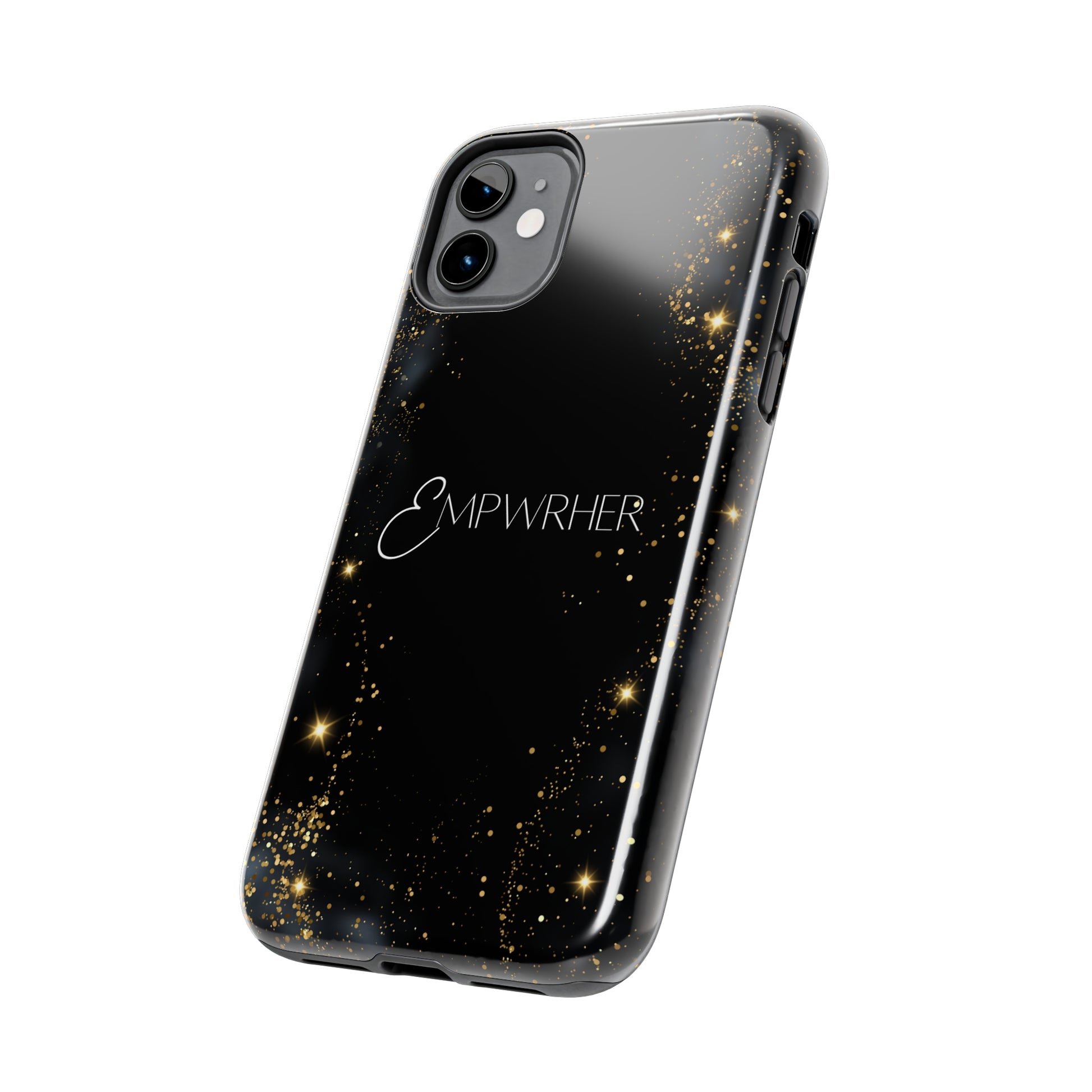 EMPWRHER Black Gold - Custom Phone Case, Impact-Resistant Polycarbonate Shell, Wireless Charging, iPhone 7, 8, X, 11, 12, 13, 14 & more. Printify