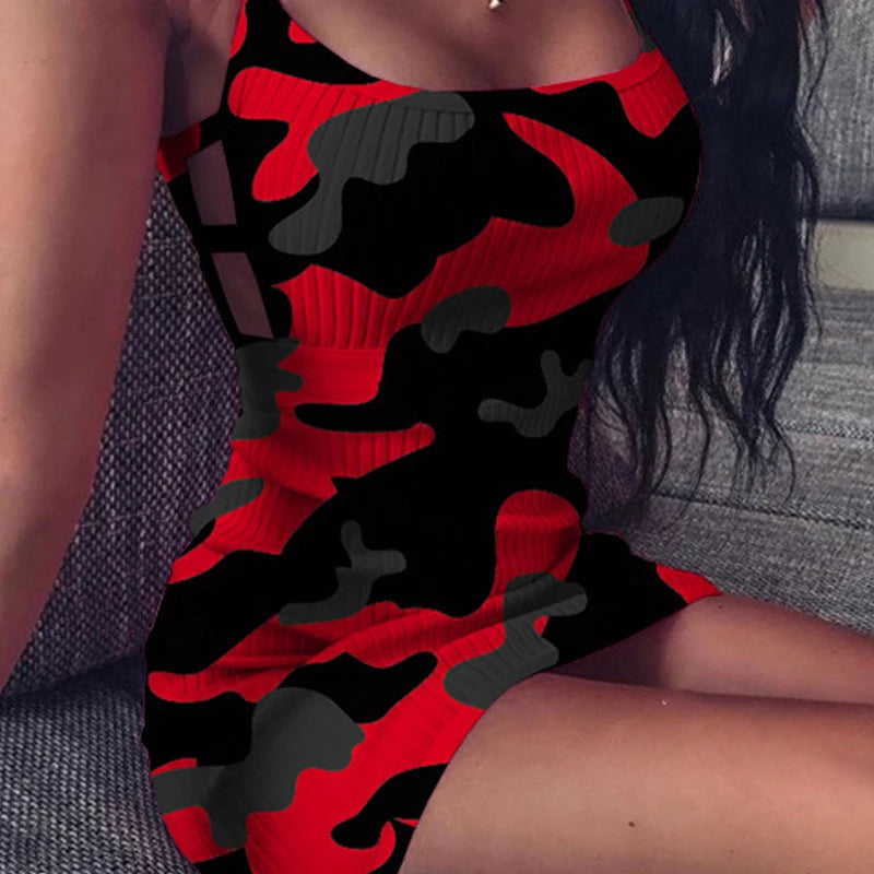 Sexy Dress Womens Pencil Dress Fashion Sleeveless Camouflage Print Bandage Package Hip Mini Dress Slim Fit Skinny Casual T Styles Online