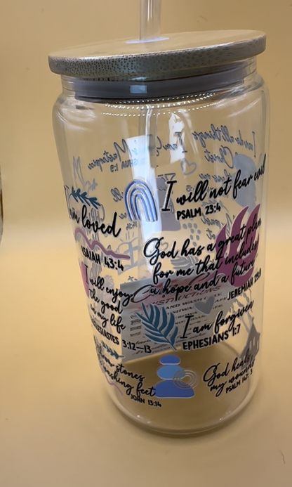 Fire in Her Soul & Grace in Her Heart Glass Cups with Bamboo Lids and Glass Straws - 16 oz. T Styles Online