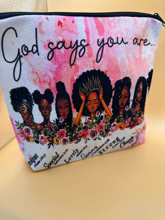 God Says Medium/Large Canvas Pouch with Zipper T Styles Online