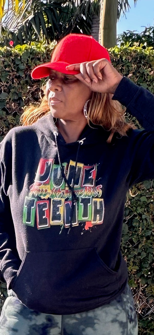 Glam Juneteenth Graphic Multi-Colored Print Black Hoodie T Styles Online