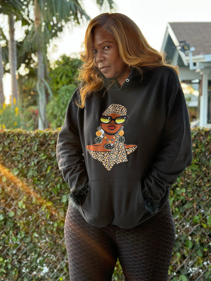 Glam Cheetah Girl Black Hoodie T Styles Online