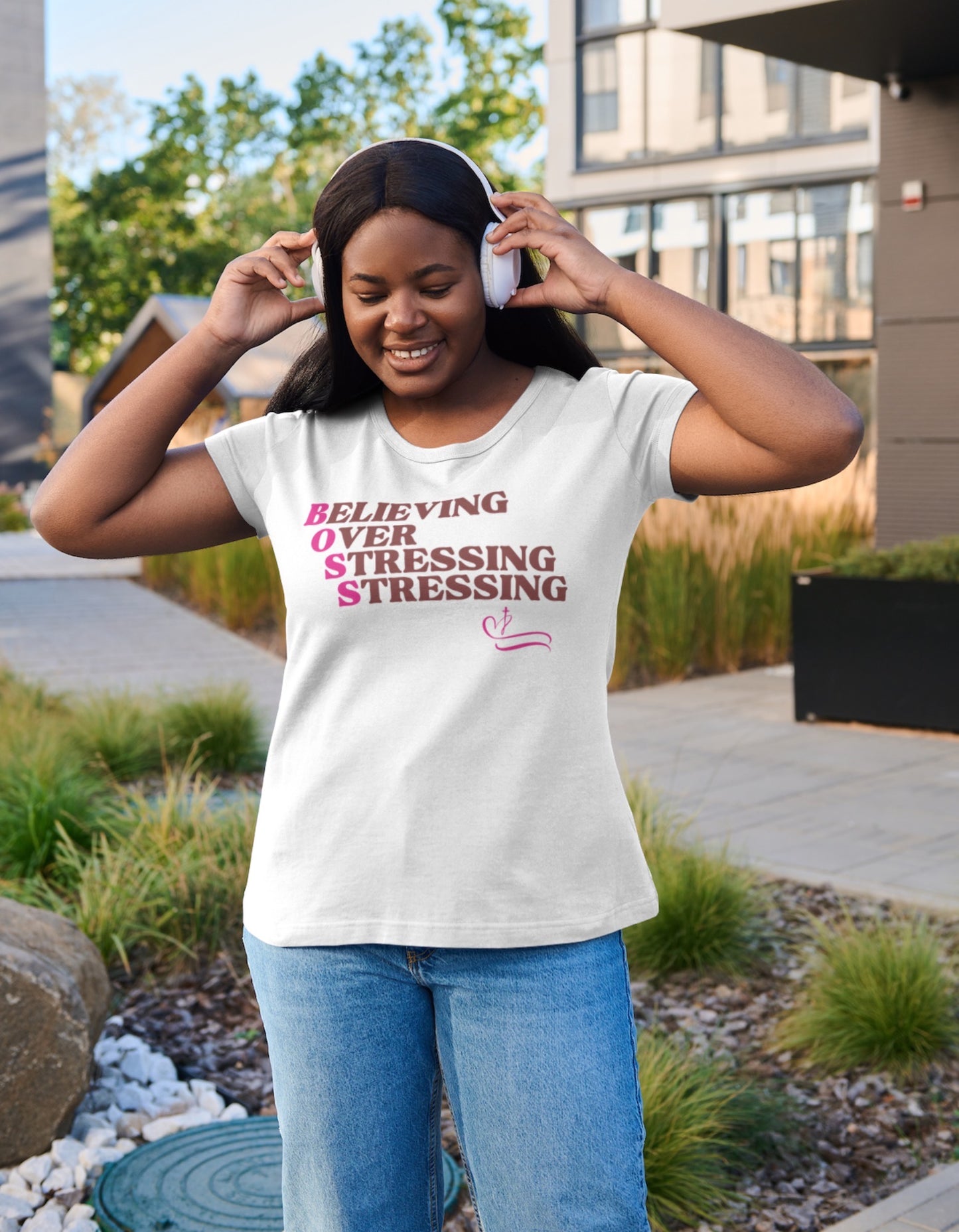 BOSS "Believing Over Stressing" Unisex Faith Inspirational T-shirt in Various Colors T Styles Online