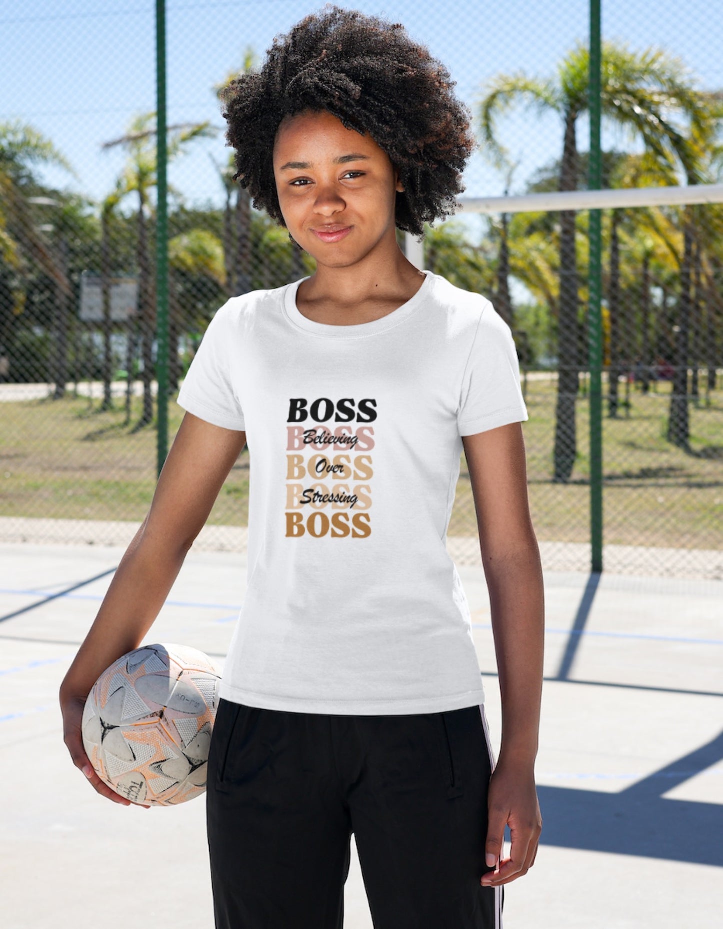 BOSS Ombre Stacked "Believing Over Stressing" Unisex Faith Inspirational T-shirt in Various Colors T Styles Online