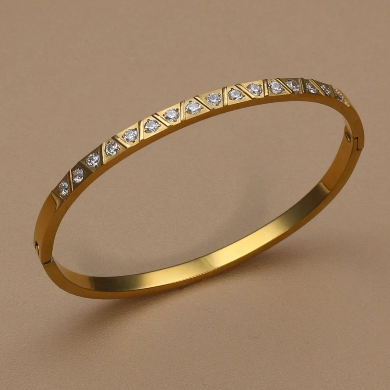 2PCS Fashion Stainless Steel Crystal Gold Color Bracelet Women Jewellery Bangle Party Gift XCB-017 T Styles Online