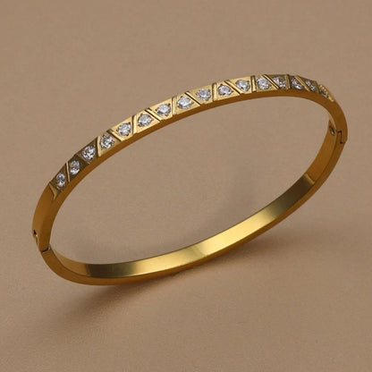 2PCS Fashion Stainless Steel Crystal Gold Color Bracelet Women Jewellery Bangle Party Gift XCB-017 T Styles Online